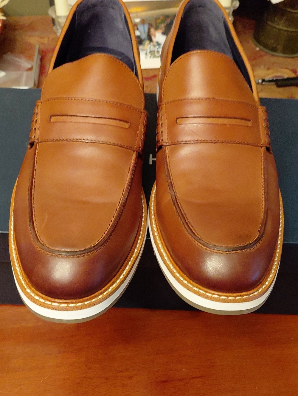 Cole Haan Men's Brown Leather Penny Loafers - Classic Casual Dress Shoe